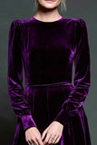 Dark Green A-Line Velvet Long Formal Dress With Long Sleeves