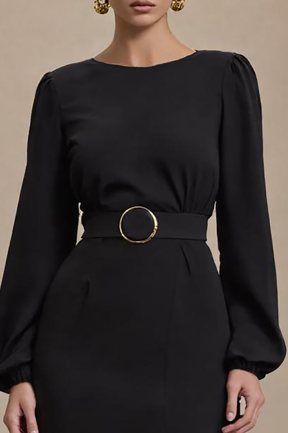 Black Sheath Maxi Work Dress with Open Back