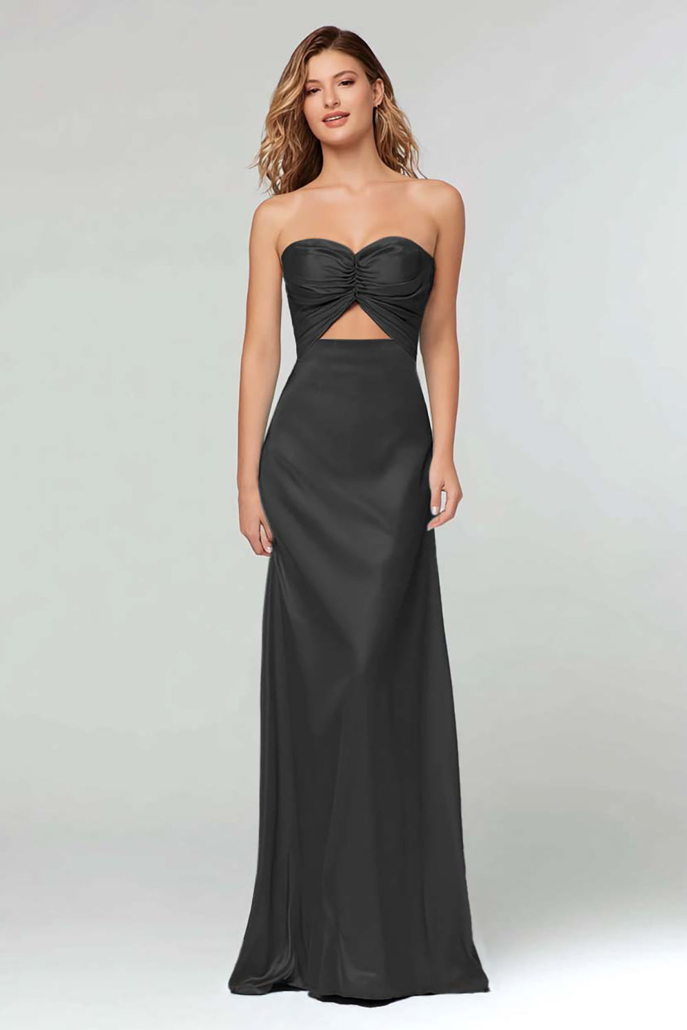 Strapless Sheath Cut Out Sky Blue Long Formal Dress
