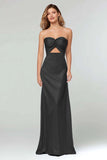 Strapless Sheath Cut Out Sky Blue Long Formal Dress