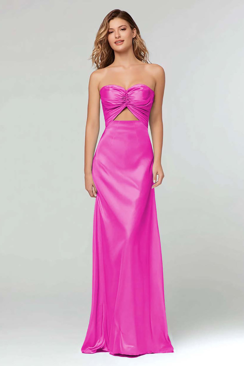 Strapless Sheath Cut Out Sky Blue Long Formal Dress