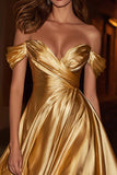 Simple Gold Off The Shoulder A Line Short Homecoming Dress