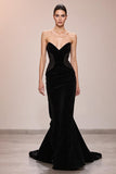Black Velvet Mermaid Strapless Long Evening Dress