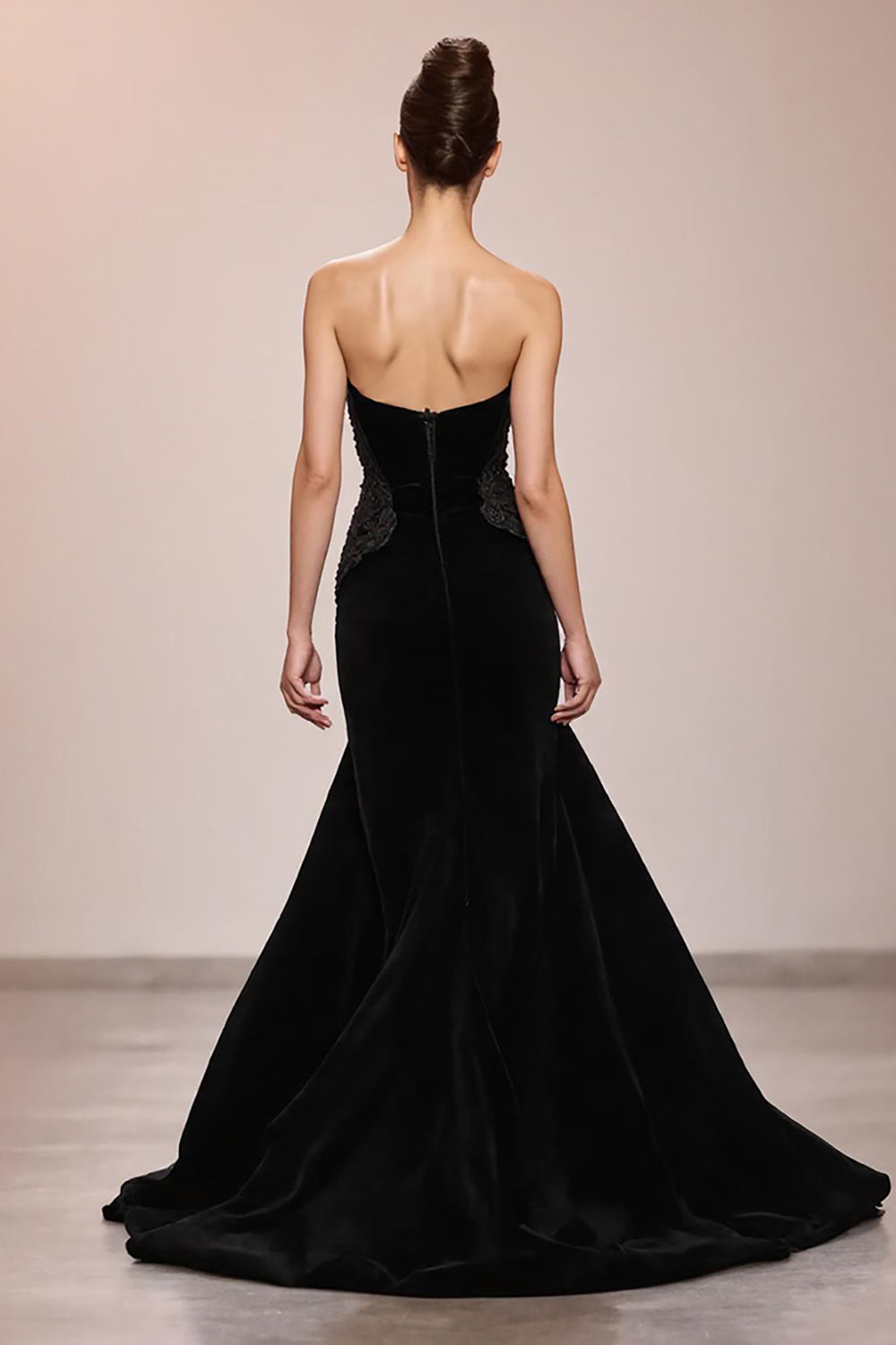 Black Velvet Mermaid Strapless Long Evening Dress