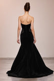 Black Velvet Mermaid Strapless Long Evening Dress