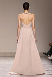 Champagne Satin Halter Long Evening Dress With Beading