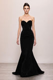 Black Velvet Mermaid Sweetheart Evening Dress