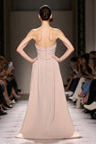 Champagne Satin Strapless Ruched Maxi Evening Dress