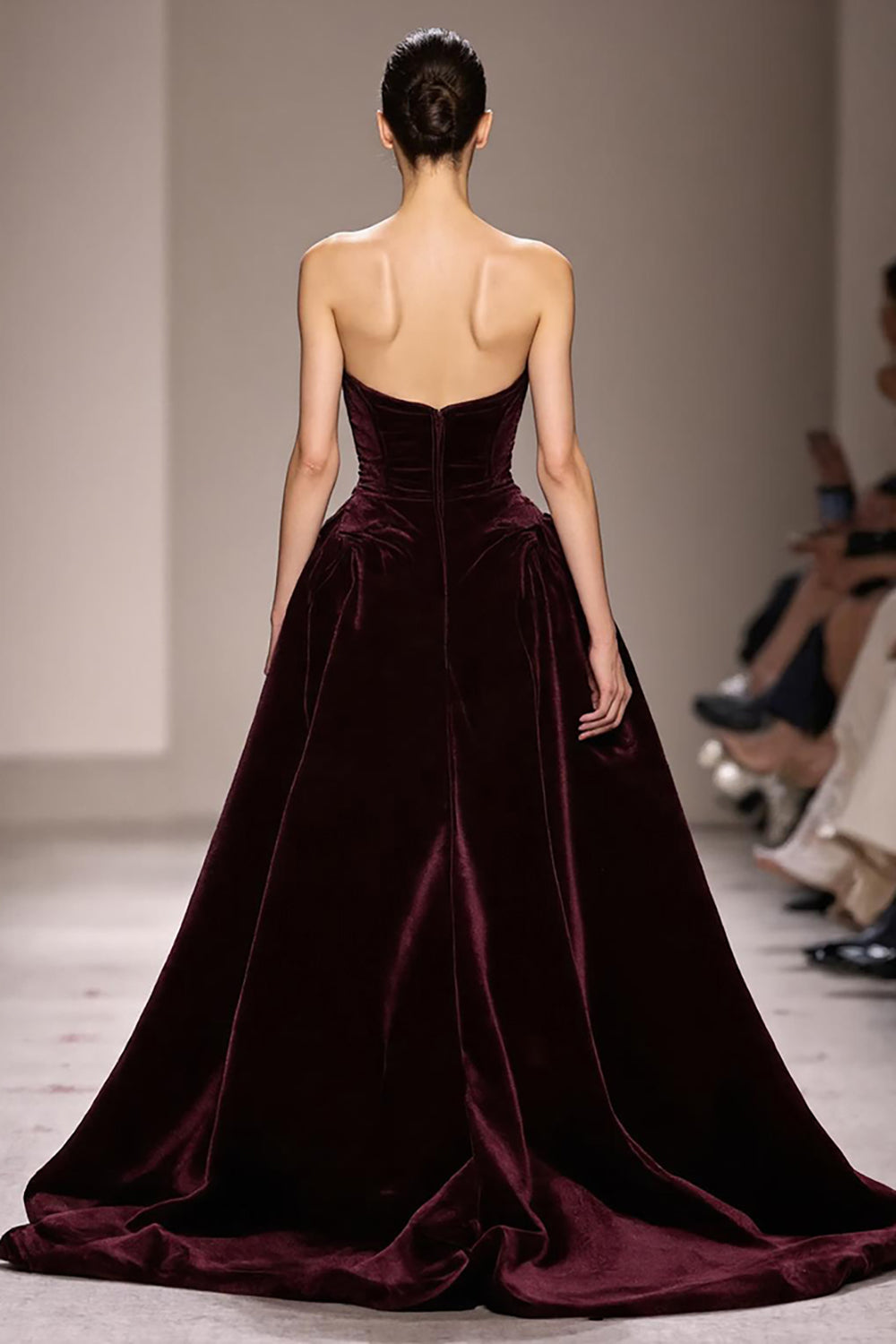 Burgundy Velvet A-Line Spaghetti Straps Evening Dress