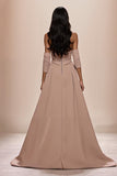 Champagne Sweetheart Appliques Evening Dress with Slit