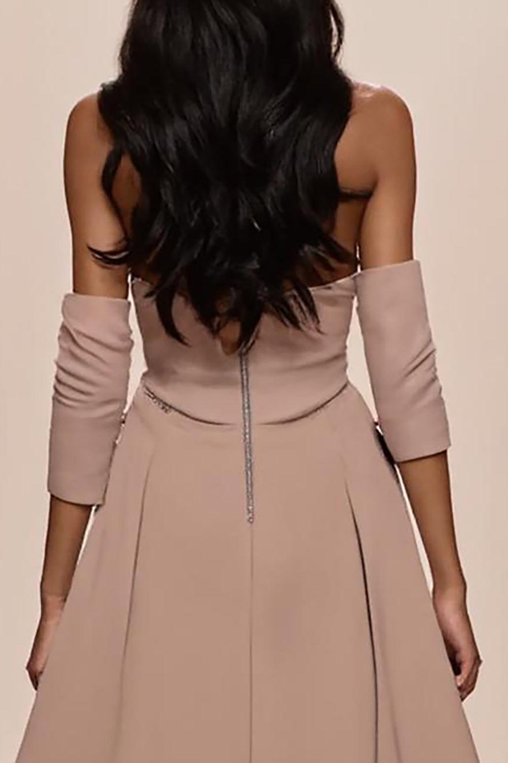 Champagne Sweetheart Appliques Evening Dress with Slit