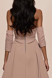 Champagne Sweetheart Appliques Evening Dress with Slit