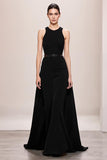 Velvet Black A-Line Halter Long Evening Dress