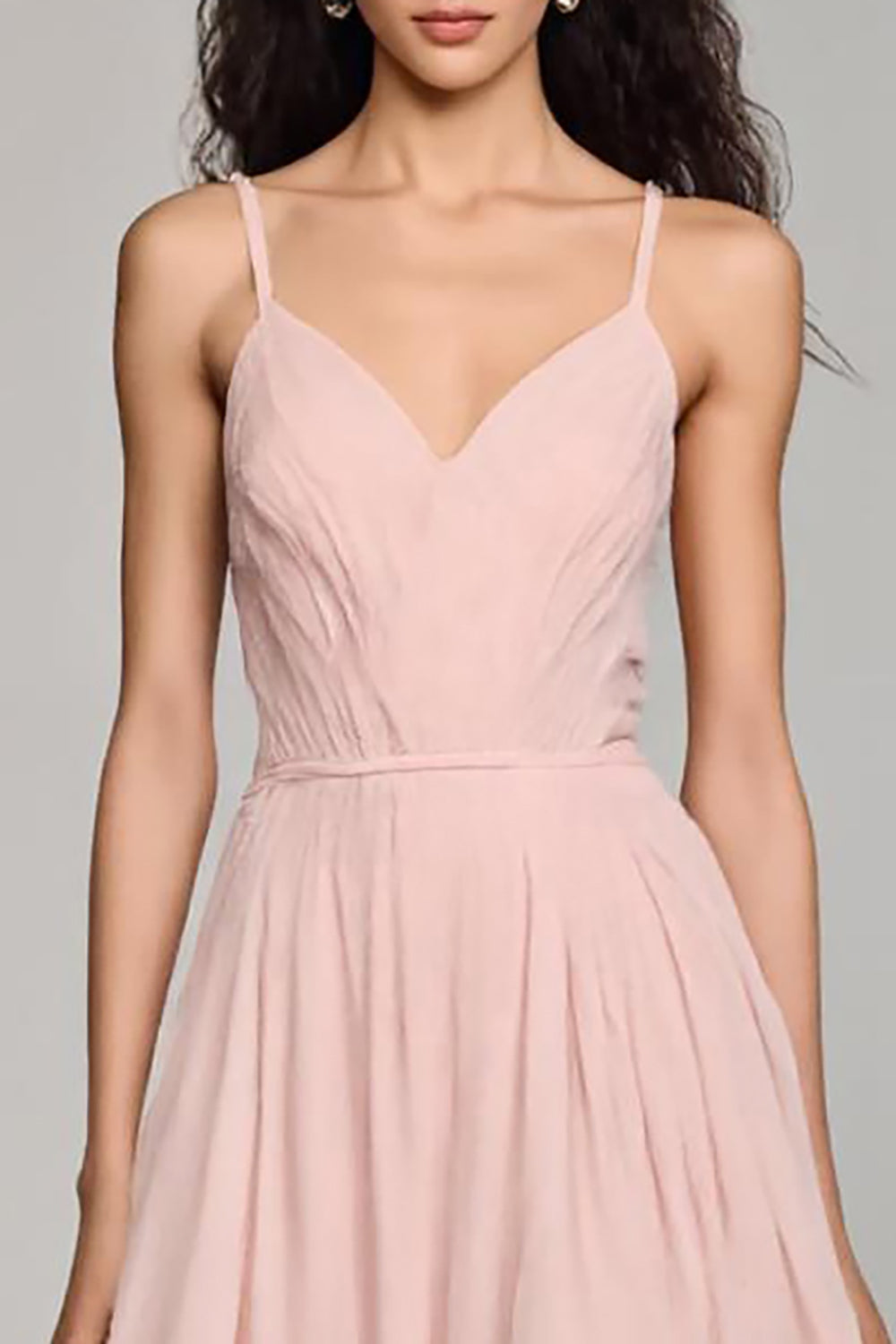 Light Pink Chiffon A-Line Spaghetti Straps Evening Dress