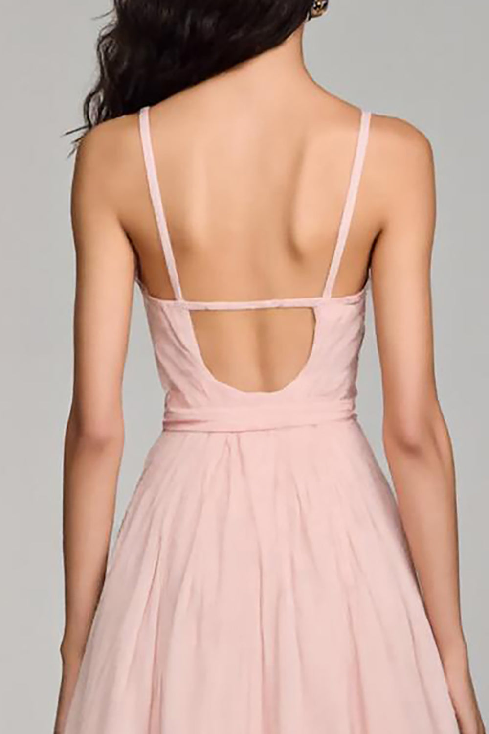 Light Pink Chiffon A-Line Spaghetti Straps Evening Dress
