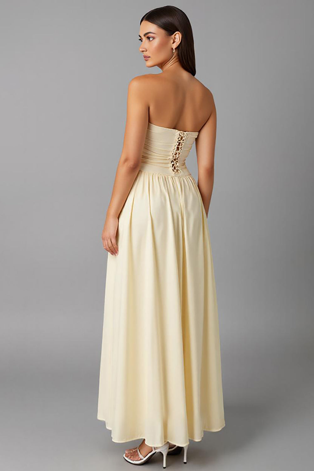 Simple Chiffon Daffodil Strapless A-Line Evening Dress