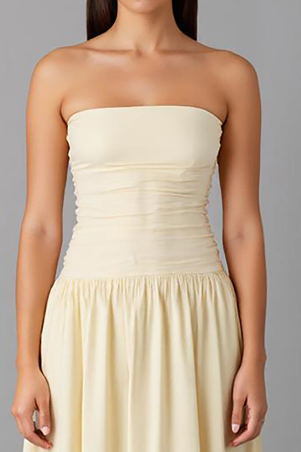 Simple Chiffon Daffodil Strapless A-Line Evening Dress