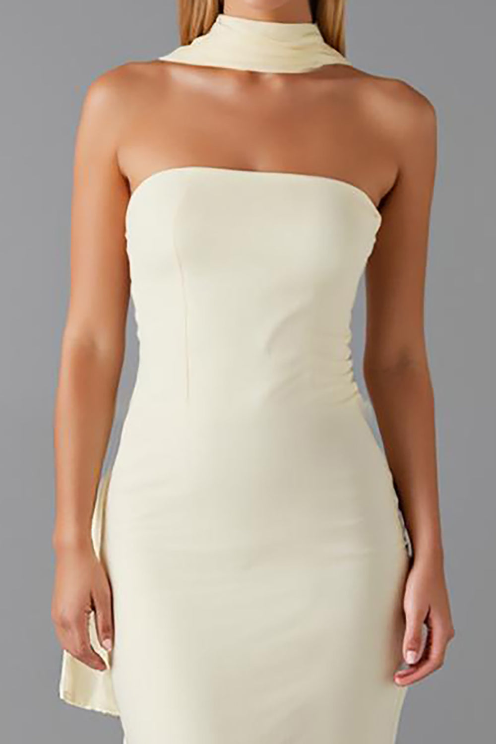 Daffodil Mermaid Chiffon Strapless Evening Dress