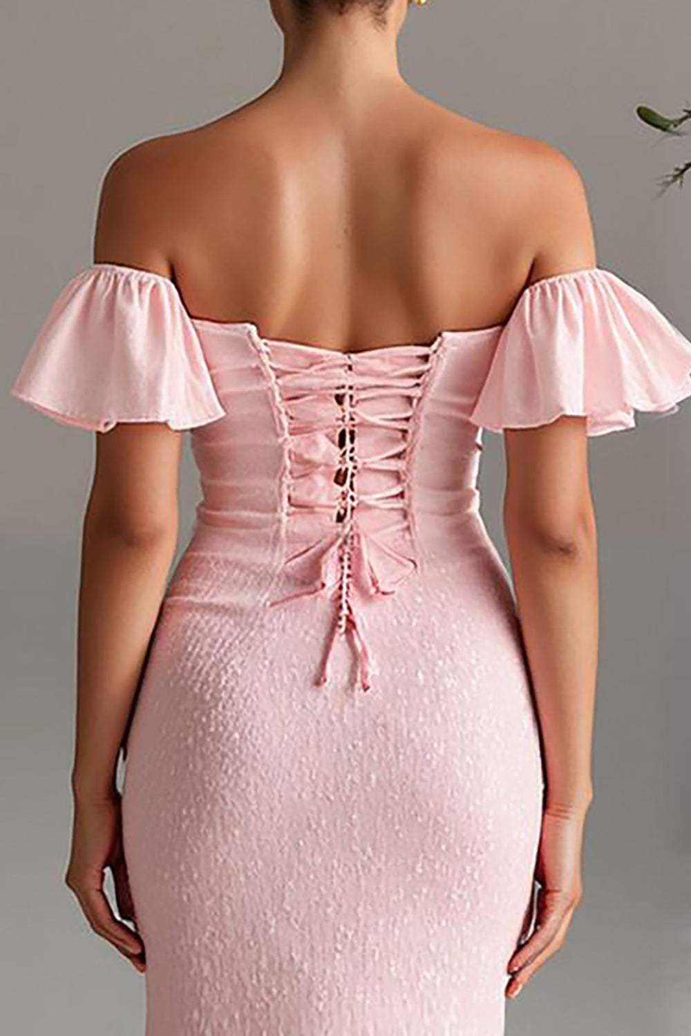 Light Pink Off the Shoulder Mermaid Satin Evening Dress