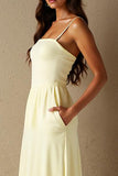 Daffodil Cotton Spaghetti Straps A Line Evening Dress
