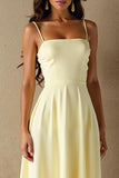 Daffodil Cotton Spaghetti Straps A Line Evening Dress