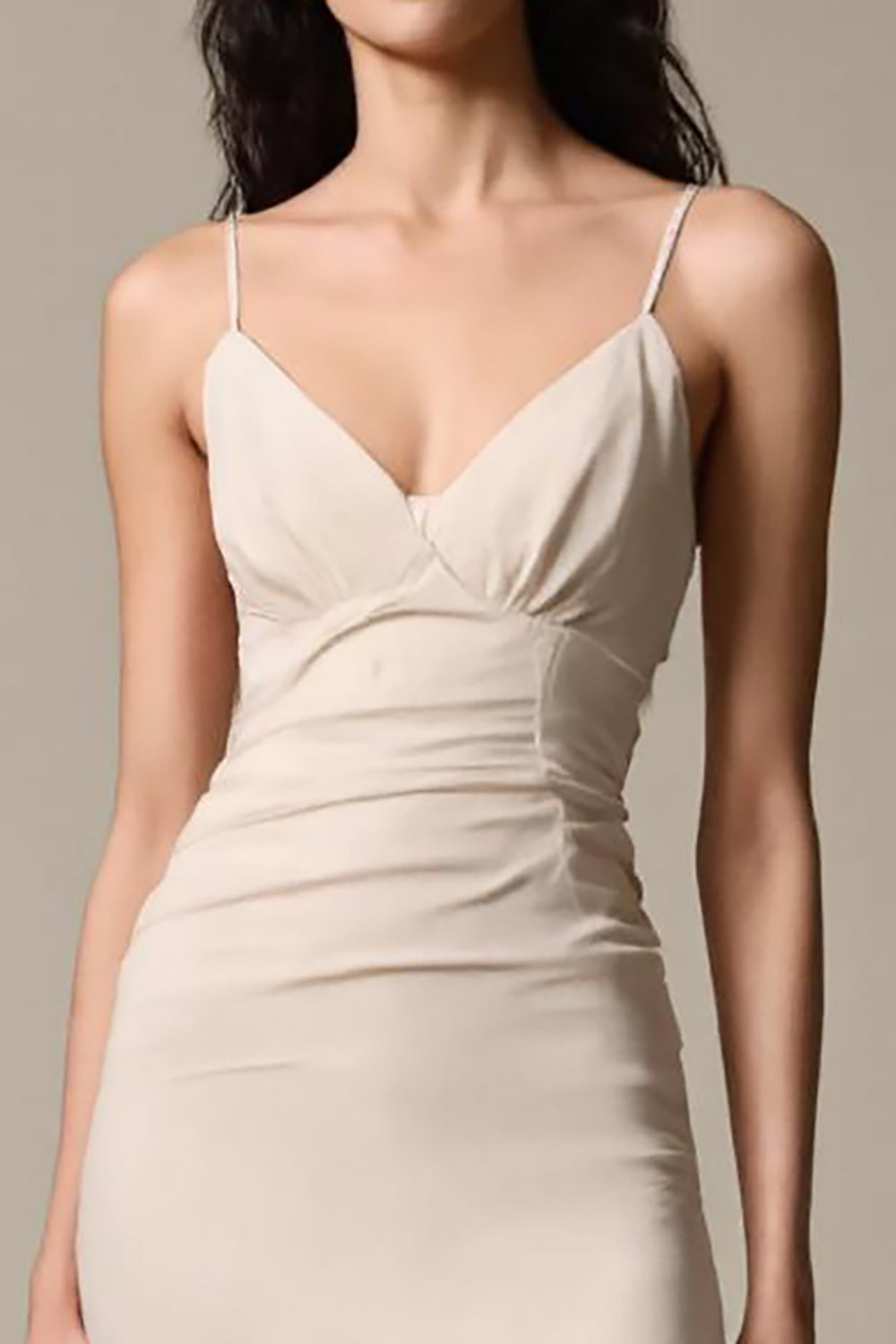 Apricot Simple Chiffon Sheath Spaghetti Straps Evening Dress
