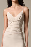 Apricot Simple Chiffon Sheath Spaghetti Straps Evening Dress