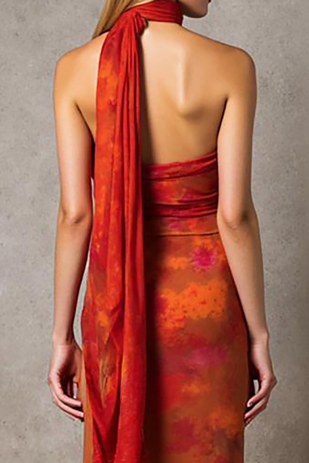 Sheath Cabernet Strapless Printed Maxi Evening Dress With Sash