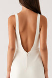 Ivory Sheath V-Neck Ankle-Length Evening Dress