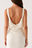 Sheath V-Neck Ivory Evening Dress With Slit