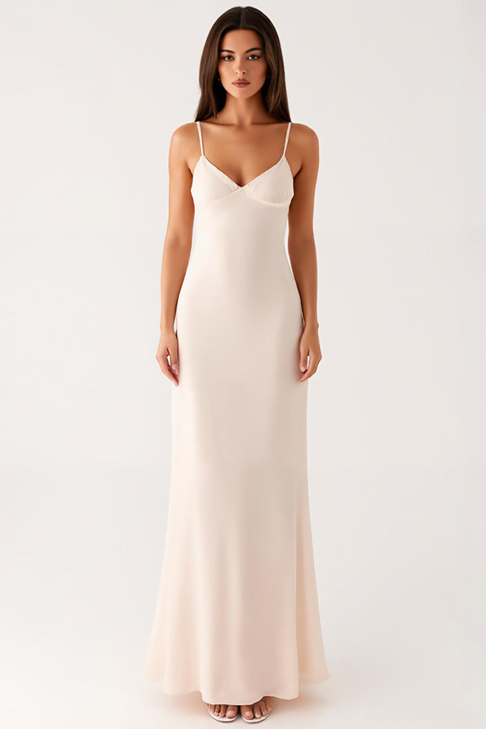 Sheath Ivory Spaghetti Straps Evening Dress with Tie Back