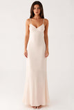 Sheath Ivory Spaghetti Straps Evening Dress with Tie Back