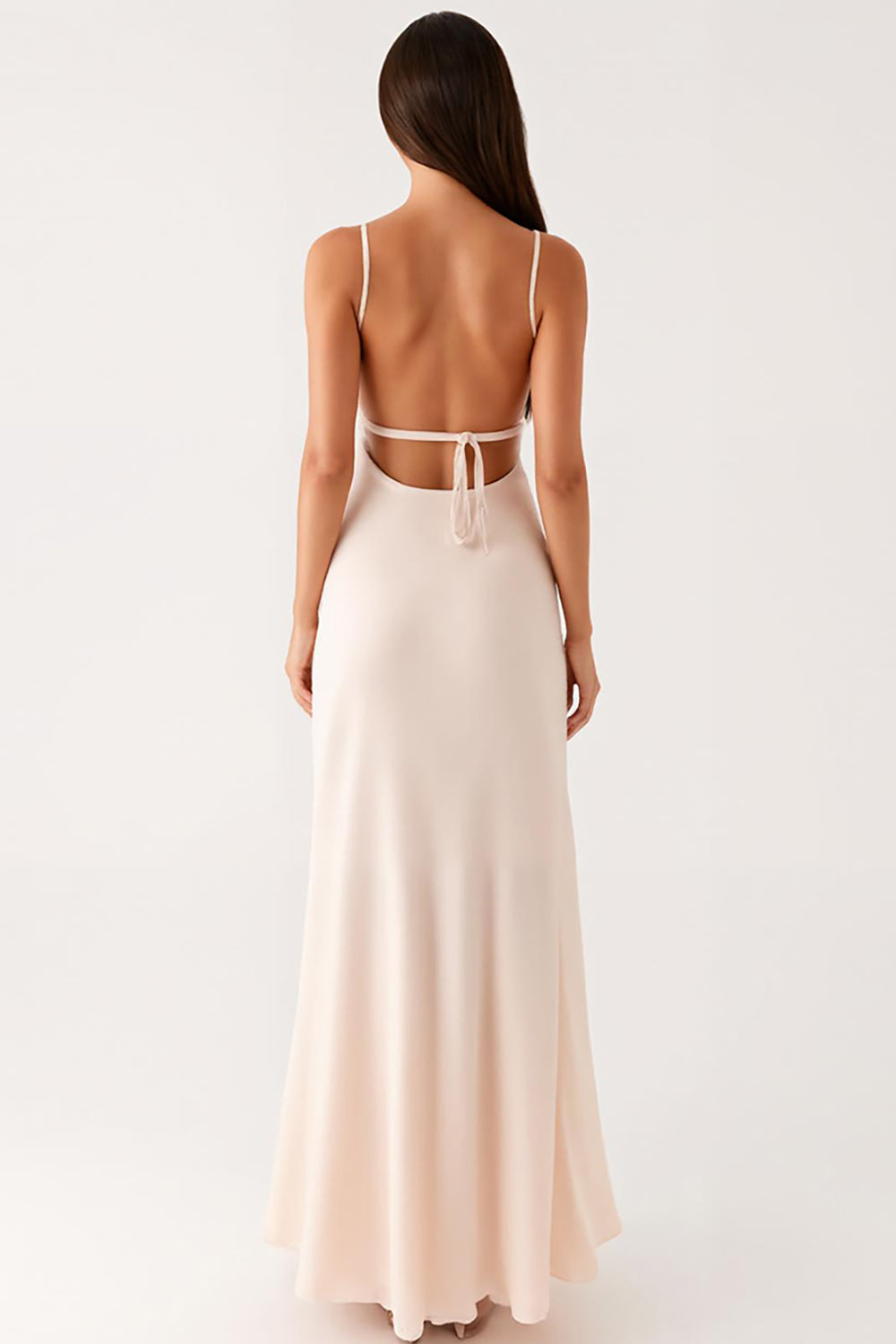 Sheath Ivory Spaghetti Straps Evening Dress with Tie Back
