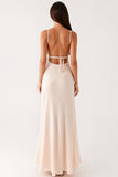 Sheath Ivory Spaghetti Straps Evening Dress with Tie Back