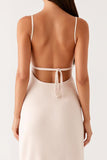Sheath Ivory Spaghetti Straps Evening Dress with Tie Back