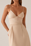 Apricot Spaghetti Straps Maxi Evening Dress