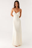Elegant Sheath Ivory Spaghetti Straps Evening Dress