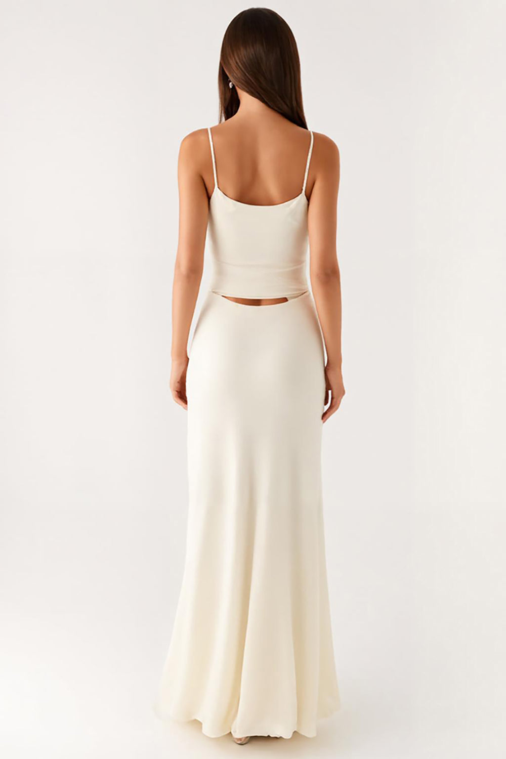 Elegant Sheath Ivory Spaghetti Straps Evening Dress