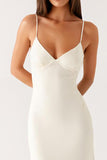 Elegant Sheath Ivory Spaghetti Straps Evening Dress