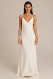 Elegant Ivory Spaghetti Straps Sheath Evening Dress
