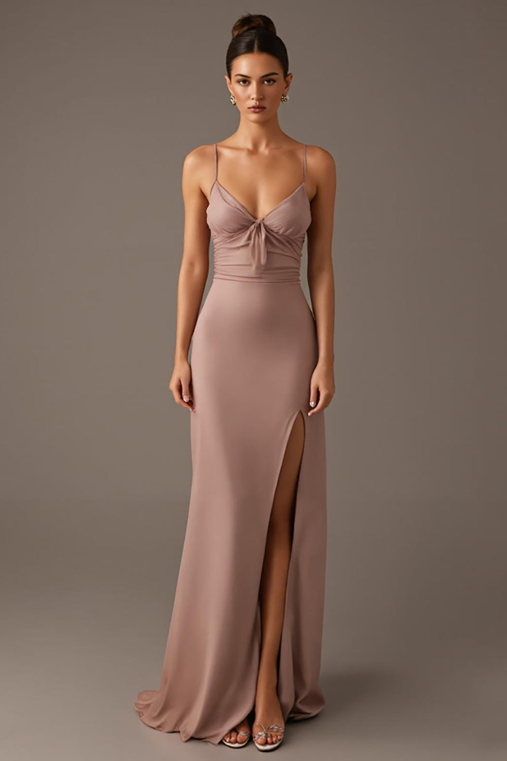 Sunset Spaghetti Straps Sheath Evening Dress with Slit