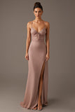 Sunset Spaghetti Straps Sheath Evening Dress with Slit