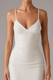 Elegant Mermaid Ivory Spaghetti Straps Evening Dress