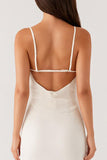 Sheath Ivory Spaghetti Straps Long Evening Dress