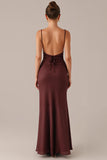 Plum Spaghetti Straps Sheath Formal Dress