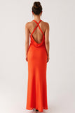 Halter Orange Backless Sheath Formal Dress