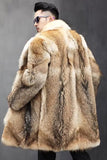 Brown Winter Lapel Thickened Men's Faux Fur Coat