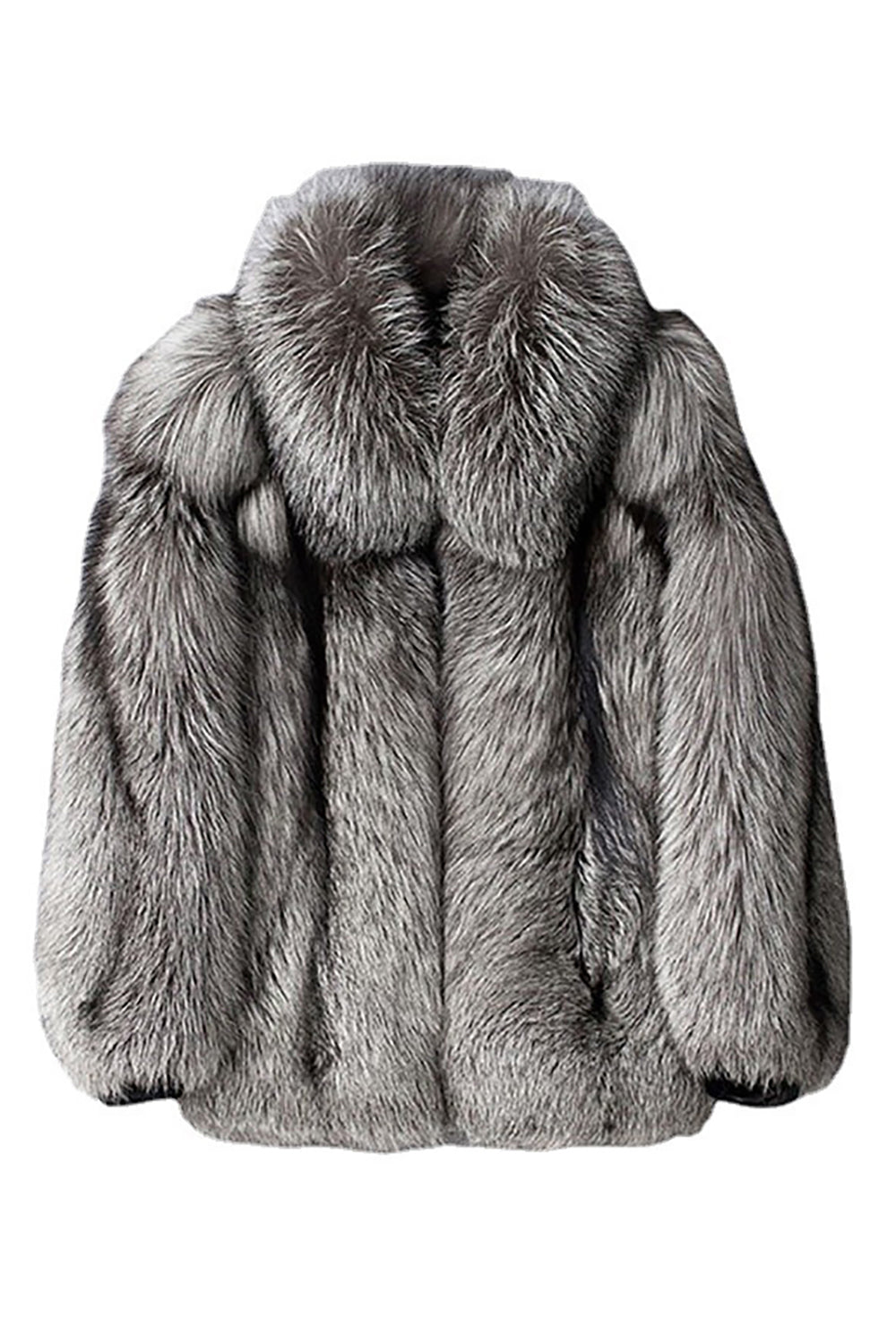 Silver Grey Long Sleeves Men's Faux Fur Coat