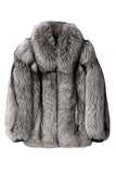 Silver Grey Long Sleeves Men's Faux Fur Coat