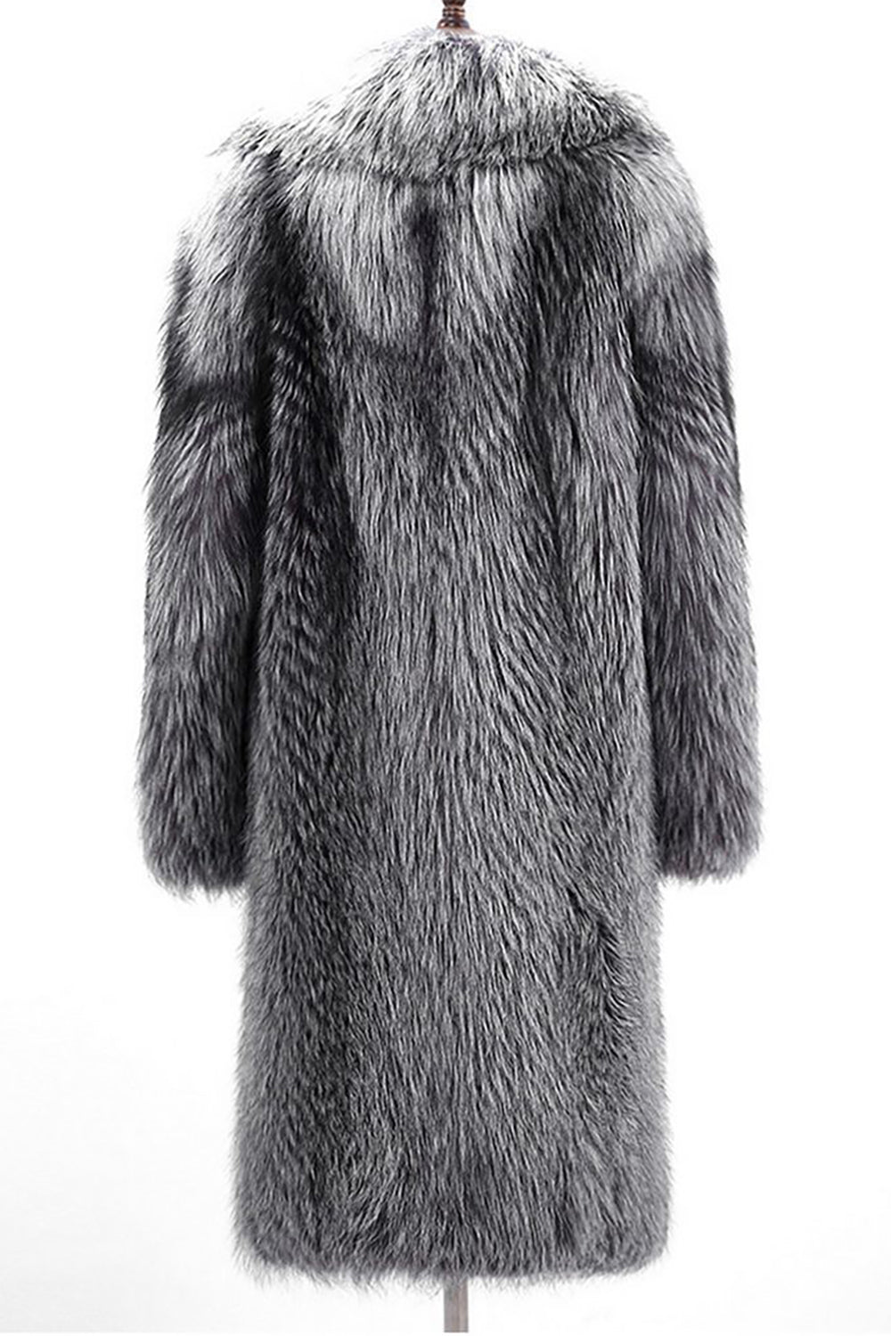 Faux Fur Silver Grey Thickened Lapel Men's Coat